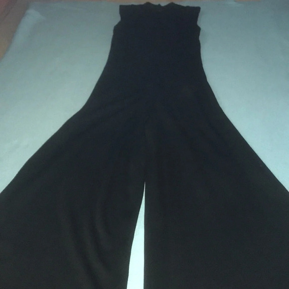 VINTAGE wide leg jumpsuit lined pearl accent cutouts elegant and groovy size S - Picture 3 of 9